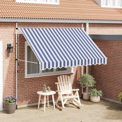 vidaXL Ručne zaťahovacia markíza, 300 cm, modro-biele pásiky