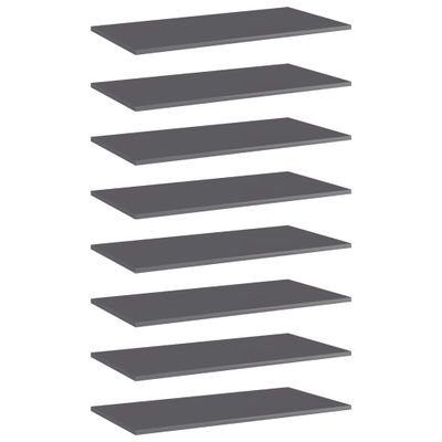 vidaXL Prídavné police 8 ks, lesklé sivé 80x40x1,5 cm, drevotrieska