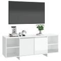 vidaXL TV skrinka lesklá biela 130x35x50 cm drevotrieska