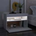 vidaXL Nočný stolík a LED svetlá biely 60x35x40 cm spracované drevo