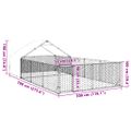 vidaXL Vonkajšia búda pre psov s výbehom, 7x3x1,9 m, pozinkovaná oceľ