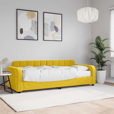vidaXL Denná posteľ s matracom žltá 80x200 cm zamat