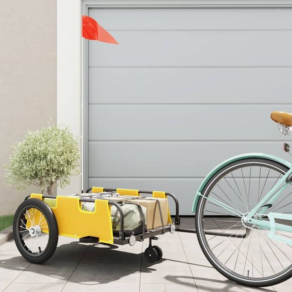 vidaXL Príves na bicykel, žltý, oxfordská látka, železo