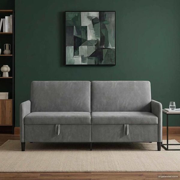 vidaXL Sofa s úložným priestorom Tmavosivá 192 x 78 x 87 cm Polyester