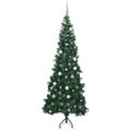 vidaXL Rohový umelý vianočný strom s 300 LED-i Zelená 240 cm PVC a kov