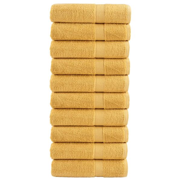 vidaXL Prémiové uteráky na ruky SOLUND 10 ks zlaté 50x100 cm 600 g/m2