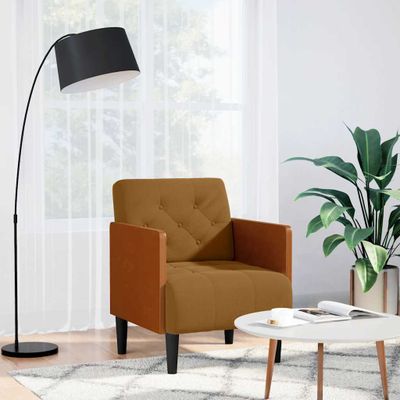 vidaXL Rozkladacia pohovka s podrúčkami, hnedá, 55 cm, zamatová
