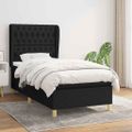 vidaXL Posteľný rám boxspring s matracom čierny 90x190 cm látka
