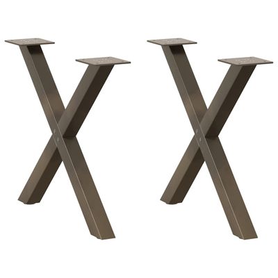 vidaXL Nohy konferenčného stolíka v tvare X, 2 ks, prírodná oceľ, 50 x (42-43) cm, oceľ