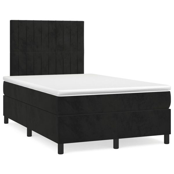 vidaXL Boxspring posteľ s matracom a LED, čierna 120x190 cm, zamat