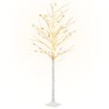 vidaXL LED strom s dizajnom bielej brezy 128 teplých bielych LED 220cm