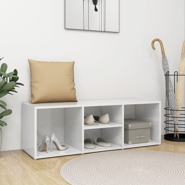 vidaXL Skrinka na topánky lesklá biela 105x35x35 cm drevotrieska