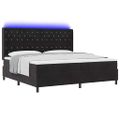 vidaXL Posteľ s pružinovým rámom s matracmi Čierna 200 x 200 cm Zamat