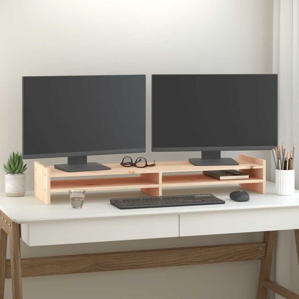 vidaXL Stojan na monitor 100x27x15 cm masívna borovica