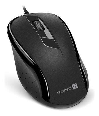 CONNECT IT Optická myš, ergonomická, USB, čierna