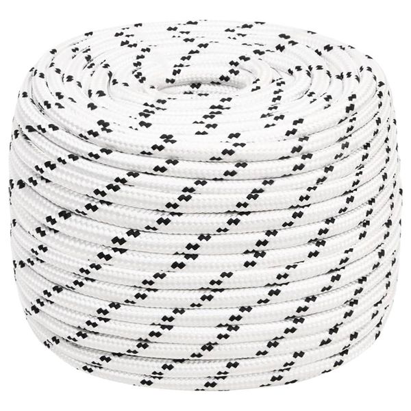 vidaXL Pletené lodné lano biele 12 mm x 25 m polyester