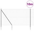 vidaXL Reťazová brána s hrotmi 10 x 1,5 m PVC potiahnutá oceľ Sivá