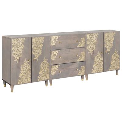 vidaXL Set kabinetov do kúpeľne 3 pcs Šedá a zlatá 180 x 33 x 75 cm