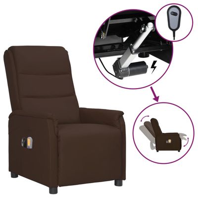 vidaXL Elektrické masážne kreslo hnedé umelá koža
