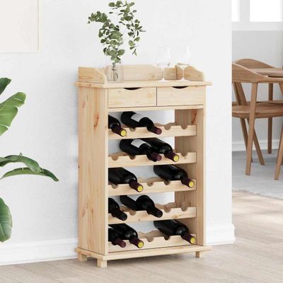 vidaXL Regál na víno Prírodná 58 x 28 x 90 cm Masívne borovicové drevo