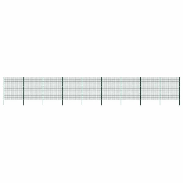 vidaXL Plotový panel so stĺpikmi, železný 1557,5x200 cm, zelený