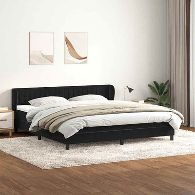vidaXL Posteľný rám boxsping s matracmi čierna 180x220 cm zamat