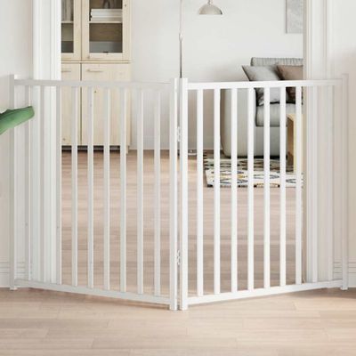 vidaXL Brána pre psa skladacia 2 panely 160 cm masívne jedľové drevo