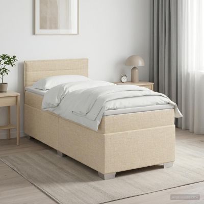 vidaXL Posteľ boxspring s matracom Krémová 90 x 200 cm Látka