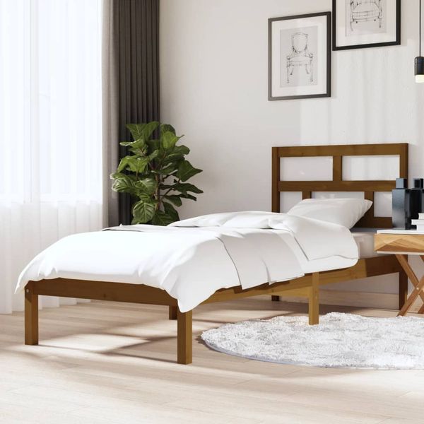 vidaXL Posteľný rám medový masívne drevo 75x190 cm malé jednolôžko