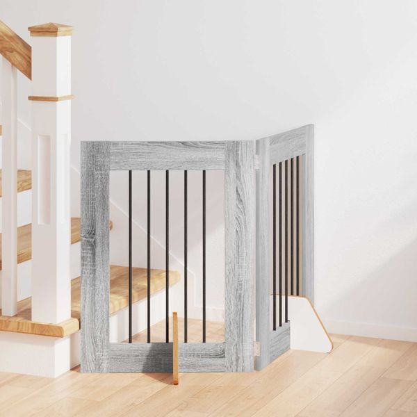 vidaXL Brána pre psov so stojanmi 2 pcs Sivá sonoma 60 x 60 cm