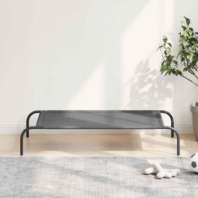 vidaXL vyvýšená posteľ pre psa sivá 110x65x20 cm textil a oceľ