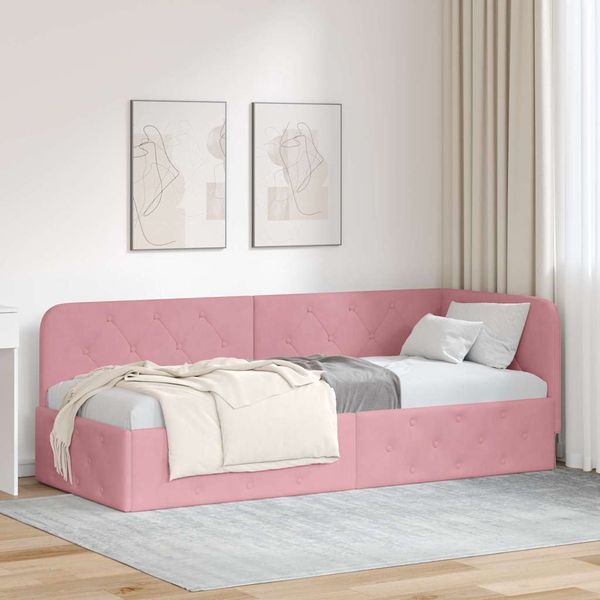vidaXL Rohový rám postele Ružová 80 x 200 cm Zamat