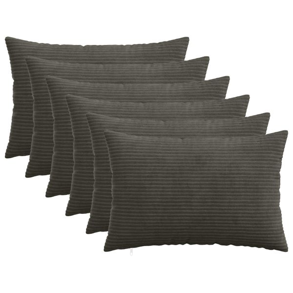 vidaXL Poťah na podložku 6 pcs HEERLEN Antracitová 40 x 60 cm manšestr