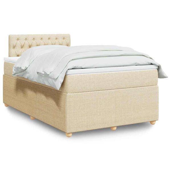 vidaXL Boxspring posteľ s matracom krémový 120x200 cm látka