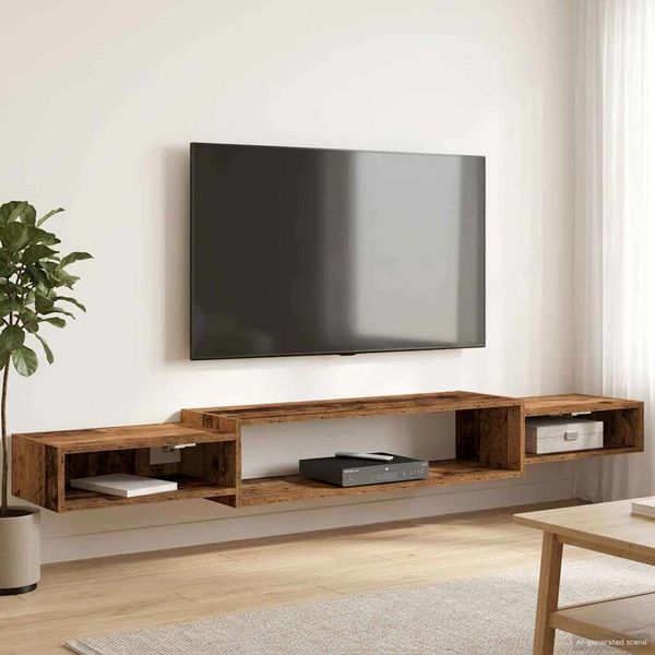 vidaXL Nástenný TV kabinet Nástenná montáž Staré drevo