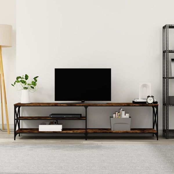 vidaXL TV skrinka dymový dub 200x40x50 cm kompozitné drevo a kov