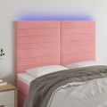 vidaXL Čelo postele s LED ružové 144x5x118/128 cm zamat