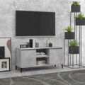 vidaXL TV stolík nožičky z kovu betónový sivý 103,5x35x50 cm