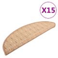 vidaXL Kobercové nášľapy na schody 15 ks bledohnedé 56x17x3 cm