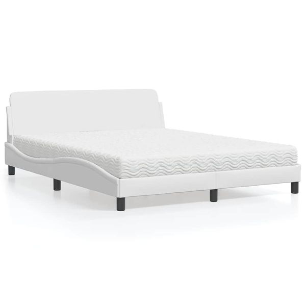 vidaXL Posteľ s matracom Dover biela 160x200 cm umelá koža