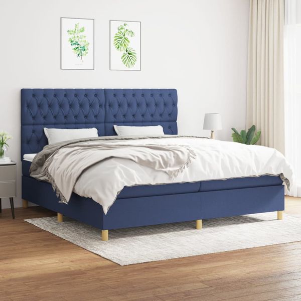 vidaXL Boxspring posteľ s matracom modrá 200x200 cm látka