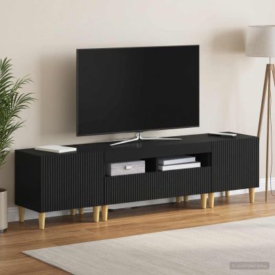 vidaXL 3-dielny LED TV stolík ARNHEM 3 ks Čierna Kompozitné drevo
