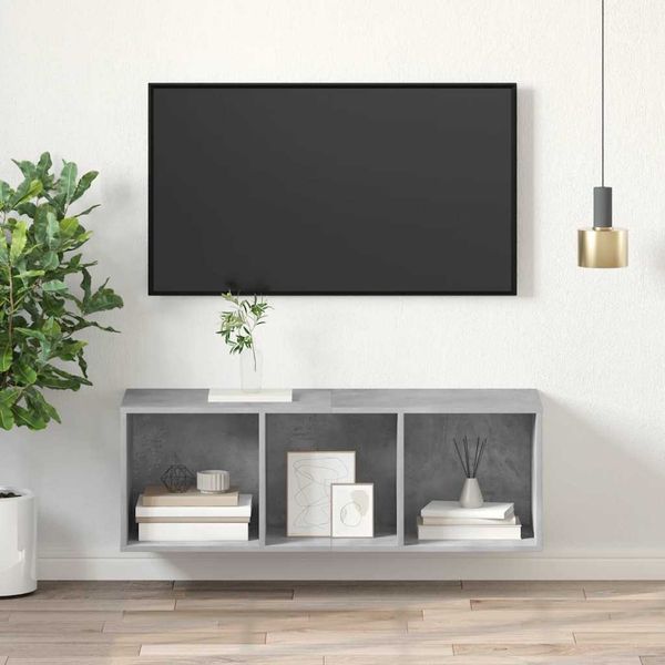 vidaXL Nástenná TV skrinka, betónovo sivá 37x37x107cm kompozitné drevo