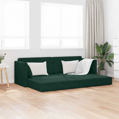 vidaXL Podlahová pohovka na spanie Tmavozelená 213 x 70 x 77 cm Zamat