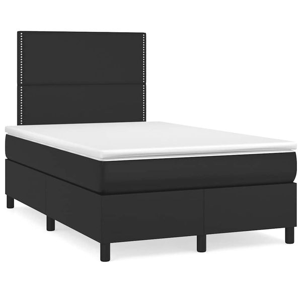 vidaXL Boxspring posteľ s matracom a LED, čierna 120x190cm, umelá koža