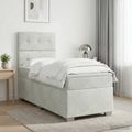 vidaXL Posteľ boxspring s matracom Svetlosivá Jednoduchý Zamat