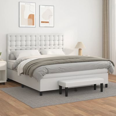vidaXL Boxspring posteľ s matracom biela 160x200 cm umelá koža