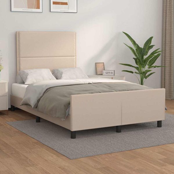 vidaXL Posteľný rám s čelom kapučínový 120x200 cm umelá koža