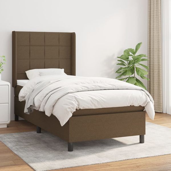 vidaXL Boxspring posteľ s matracom tmavohnedá 100x200 cm látka