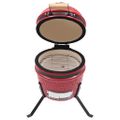 vidaXL 2 v 1 Kamado gril s udiarňou keramika 56 cm červený